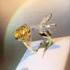 nuova moda 2022 Fedi nuziali Carino colibrì Gruppo Set Zircone Luce Design di lusso Anello Donna Creativo Gioielli animali Regalo di compleanno