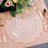 Wegwerp Flatware Rose Gold Party Set Table Decoratie Plastic plaat Cup Zilverwerk Verjaardagsbenodigdheden