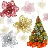 Christmas Decorations 5pc Glitter Artificial Tree Decoration Flowers Year Party Home Furnishing Hollow Fake Flower Ornaments Xmas Decor