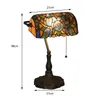 Lampes de table WOERFU Tiffany Lampe Libellule Abat-Jour Rétro Banque Alliage Léger Base E27 AC85-265V