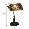 Table Lamps WOERFU Tiffany Lamp Dragonfly Lampshade Retro Bank Light Alloy Base E27 AC85-265V