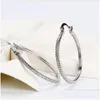 Hoop Huggie High Quality 925 Sterling Sier Big Earring Fl CZ Diamond Fashion Bad Girl Jewely Party Earrings Drop Delivery DHBP7