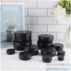 wholesale Packing Bottles Empty Jars Black Round Aluminum Tin Cans Screw Lids Metal Lip Balm Box Cosmetic Containers Storage Organization Drop Dhsh9