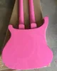 Pescoço duplo rosa guitarra elétrica com pickguard preto braço de pau -rosa 4 e 6 strings personalizáveis