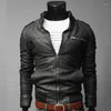Vestes pour hommes 2022 Veste en cuir Casual Hommes Automne Hiver Mode Zipper Slim Faux Moto Solide Manteau Jaqueta