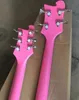 Pescoço duplo rosa guitarra elétrica com pickguard preto braço de pau -rosa 4 e 6 strings personalizáveis