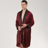 Men's Sleepwear Men's Men Robe Set With Shorts Satin Large Size Nightwear Two Pieces Bathrobe Suit Summer Lapel Thin Long Sleeve