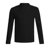 Men's Casual Shirts Men Linen Long Sleeve Top V Neck Button Up Shirt Male Business Fit Blouse Solid