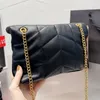 YSLBAGS Kadınlar Loulou Puffer Zincir Tasarımcı Messenger Çantası Fransa Luxury Marka Y Taşlı deri çapraz el çantası Lady Siyah Haç Vücut Zincirleri Strap Flep Omuz BA