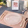 Wegwerp Flatware Rose Gold Party Set Table Decoratie Plastic plaat Cup Zilverwerk Verjaardagsbenodigdheden