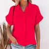 Women's Blouses Summer Shirt Women White Cotton Linen Shirts Female Short Sleeve Blouse Lady Turn Down Collar Button Up Top Blusas Mujer