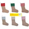 7 färger av hög kvalitet 2020 Canvas Christmas Stocking Presentväskor Xmas Kids Large Xmas Plain Bäckväv Dekorativt nyårspaket