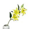 Decoratieve bloemen 5 stks kunstmatige echte touch lily bloem tak faux 4 hoofden pu lilium casa blanca voor bruiloft centerpieces bloemen