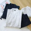 Nachtkleding voor heren Japanse herenkimono Tweedelige heren lente en zomer katoenen badjas Lange pyjama Home Service Set Badjas Sets