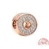 Charms 925 Sterling Sier Suspension Rose Golden Round snitt Anniversary Charm Pandora Classic Armband Womens Jewelry Graduation DHK2A