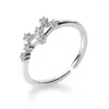 Cluster Rings 925 Sterling Silver Fo Female Korean Small Fresh Simple CZ Inlaid 12 Constellations Opening Finger Gifts