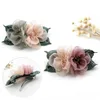 Rhinestone Chiffon Flower Hair Clips New Fashion Artificial Flower Wedding Party Barrettes Elegant Woman Hair Accessories