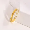 Bröllopsringar Luxur Crystal Female Stacking Zircon Stone Ring for Women Lover Rostfritt stål Fashion Bridal Jewelry