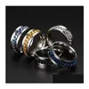Band Rings 8Mm Spinner Punk Ring Stainless Steel Fidget Anxiety For Men Black/Blue/Sier/Gold Drop Delivery Jewelry Dhqrb
