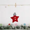 Décorations de Noël mignon feutre en bois wapiti suspendu pendentif cerf artisanat tricoté casquette étoile ornement pour l'année de la maison