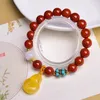 Strand Red Agate Healing Bracelet Single Circle Crystal Jewelry Beads Romantic Casual Yoga