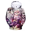 Felpe con cappuccio da uomo Classic Anime Fiction NO GAME LIFE 3D Uomo Donna Autunno Inverno Moda Felpe Manica lunga Abbigliamento sportivo stampato