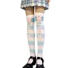Calzini da donna 573B Stile giapponese Cartoon Angry Print Calze autoreggenti Ragazze Lolita Kawaii Anime Cosplay sopra il ginocchio