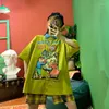 Damesblouses straat hiphop retro house schattige cartoon geprinte los vriendje grote kraag shirt shirts