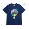 T-shirt da donna firmata I nostri vestiti sono t-shirt a maniche corte T-shirt in cotone lavorato a maglia con stampa Rainbow Coconut Ocean View Letter CPYQ