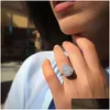 Wedding Rings Maat 610 Verbluffende luxe sieraden 925 Stearling Sier Drop Water White Topaz CZ Diamond Gemstones Party Women Bruidal Rin Dho0j