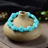 Strand Gros JoursNeige Bleu Clair Tianhe Pierre Naturelle Bracelets Coeur Perle Bracelet Pour Femmes Fille Cristal Frais Bijoux