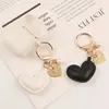 Femmes cuir coeur amour porte-clés métal couleur or perle porte-clés sac pendentif accessoires pour femmes porte-clés bijoux