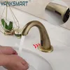 Bathroom Sink Faucets YANKSMART Antique Brass Faucet Sensor Basin Tap Deck Mounted Induction Shower Mixer Water