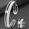 Brincos de colar Definir Godki Luxury Trendy for Women Wedding Zircon Crystal Cz Dubai Bridal Bangle Ring Sets Aretes de Mujer ModernOS 2022