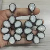 Dingle örhängen stor ihålig teardrop vatten droppkontakt beige opal rhinestone pärlor charms xl ljuskrona örhänge för kvinnor