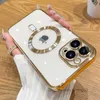 Iphone cases Luxury Transparent Magnetic For Magsafe Wireless Charging Case For iPhone 14 13 12 11 Pro Max Clear Plating Soft Silicone Cover xinjing03