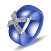 Pierścionki ślubne biżuteria mody pierścionka kobiet z kryształową 8 mm x ceramikę krzyżową do akcesoriów imprezowych projektowanie prezentów