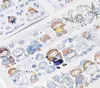 Geschenkwikkeling Mooie bruine roodblauw Cartoon Girl Washi Tape Diy Scrapbooking Decoratieve sticker