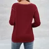 Vrouwen shirts mode massieve kleur losse binding knop onregelmatige t-shirt lange mouw blouses plus size s-5xl