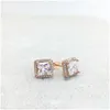 Stud 925 Sterling Sier Square Big CZ Diamond Earring Fit Pandora Jewelry Gold Rose Plated Women Earrings Drop Delivery DHGXZ