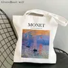 Sacs de Shopping en toile pour femmes, sac à bandoulière Monet-nymphéas Kawaii Harajuku, sac à main fourre-tout pour filles