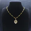 Pendant Necklaces Jesus Christ Cross Chain Women Stainless Steel Gold Color Religious Jewelry Collar Acero Inoxidable N8053S02