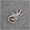 Pins Brooches Crystal Lizard Creative For Women Animal Shape Gecko Badge Lapel Pin Wedding Bridal Jewelry Accessories C3 Drop Delive Dhps1