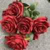 Decorative Flowers Silk Single Simulation Multi-head Rose Bouquet Wedding Decoration Artificial Po Layout Props Fake Flower Home Decor