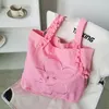 Evening Bags Cute Flower Embroidery Shoulder Bag For Women Girls Large Capacity Ruffles Shopping Students Books Canvas Handbag