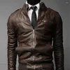 Vestes pour hommes 2022 Veste en cuir Casual Hommes Automne Hiver Mode Zipper Slim Faux Moto Solide Manteau Jaqueta