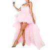 Robes décontractées Femmes élégantes High Low Tulle Robe sans bretelles Couleur unie à plusieurs niveaux Cocktail Party Robe de bal Noir Rose Purple214J