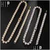 Kedjor hiphop 10mm bling kubik zirkonia isade ut armband halsband geometriska fyrkantiga cz sten tenniskedja för män kvinnor smycken1 dr dhqpf