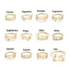 Anneaux de bande réglable en acier inoxydable 12 constellations lettre anneau pour femme ouverture mariage zodiaque doigt anniversaire bijoux cadeau Dr Dhmve