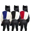 Vestes pour femmes 2022 Patchwork recadrée Baseball veste université femmes automne hiver décontracté surdimensionné mode manteau